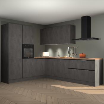 Beton antraciet greeploze keuken Parla 90734, Huis en Inrichting, Keuken | Complete keukens, Verzenden