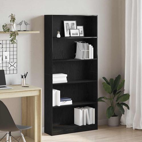 vidaXL Boekenkast 80x24x176 cm spaanplaat zwart eikenkleurig, Huis en Inrichting, Kasten | Boekenkasten, Nieuw, Overige houtsoorten