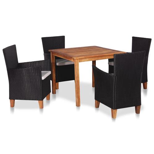 vidaXL 5-delige Tuinset poly rattan zwart en bruin, Tuin en Terras, Tuinsets en Loungesets, Tuinset, Nieuw, 5 zitplaatsen, Rotan