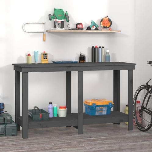 vidaXL Werkbank 140x50x80 cm massief grenenhout grijs, Doe-het-zelf en Verbouw, Werkbanken, Nieuw, Verzenden