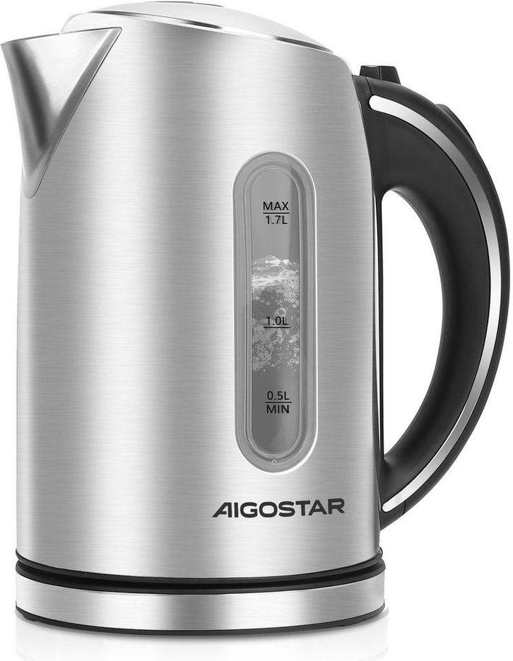 Waterkoker - Retro - RVS - met LED - 1.7L - 2200W - Zilver, Witgoed en Apparatuur, Waterkokers, Zo goed als nieuw, Verzenden