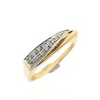 Bicolor gouden ring met zirconia; Assos (witgoud, geelgoud), Gebruikt, Overige kleuren, Ophalen of Verzenden, 17 tot 18