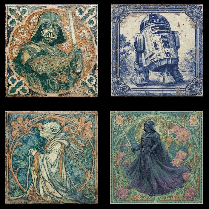 Teejo - Pop Collection - Lot de 4 carreaux céramique mat, Antiek en Kunst, Kunst | Designobjecten