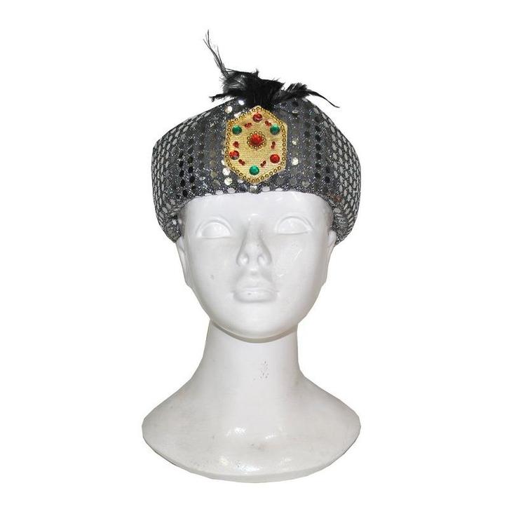 Oosterse zilveren tulband - 1001 nacht hoeden, Hobby en Vrije tijd, Feestartikelen, Ophalen of Verzenden