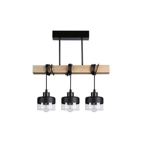 Hanglamp Embera | 3x E27 fitting | Hout Zwart, Huis en Inrichting, Lampen | Hanglampen, 50 tot 75 cm, Nieuw, Hout, Metaal, Ophalen of Verzenden