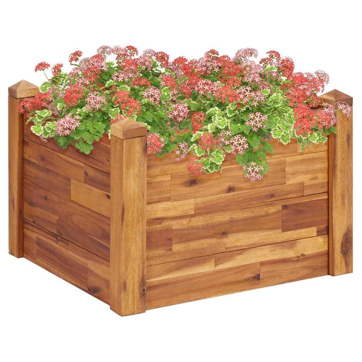 vidaXL Plantenbak verhoogd 60x60x44 cm massief acaciahout, Tuin en Terras, Bloembakken en Plantenbakken, 60 tot 100 cm, Nieuw