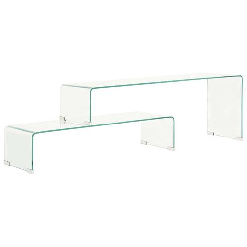 vidaXL 2-delige salontafelset 90x30x20/110x30x40 cm gehard, Huis en Inrichting, Tafels | Salontafels, 50 tot 100 cm, Nieuw, Glas