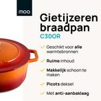 2dekans | MOA Gietijzeren Braadpan - Inhoud 7,2 liter - 30CM, Ophalen of Verzenden