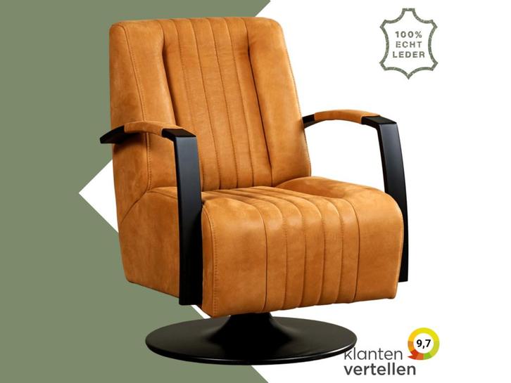 Leren draaifauteuil Galaxy - Kenia Cognac (cognac) -, Huis en Inrichting, Fauteuils, 50 tot 75 cm, 75 tot 100 cm, Nieuw, Leer