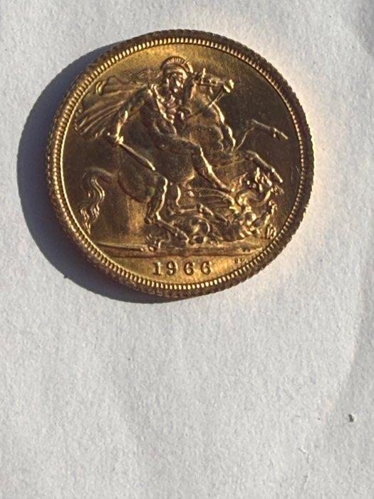 Verenigd Koninkrijk. Elizabeth II. Sovereign 1966, Postzegels en Munten, Munten | Europa | Niet-Euromunten