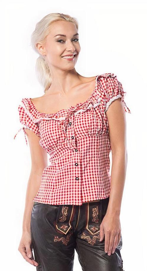 Tiroler blouse dames Liesl Rood/Wit, Kleding | Dames, Carnavalskleding en Feestkleding, Nieuw, Ophalen of Verzenden