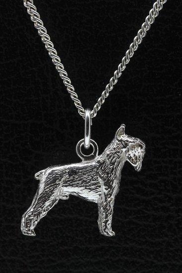 Zilveren Schnauzer dwerg oren gecoupeerd ketting hanger -..., Sieraden, Tassen en Uiterlijk, Kettinghangers, Verzenden