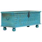 vidaXL Opbergkist 100x40x41 cm massief mangohout blauw, Huis en Inrichting, Woonaccessoires | Kisten, Verzenden, Nieuw