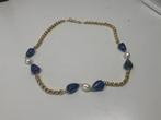 Halsketting - 19.2 kt. Geel goud Lapis lazuli - Parel -, Nieuw