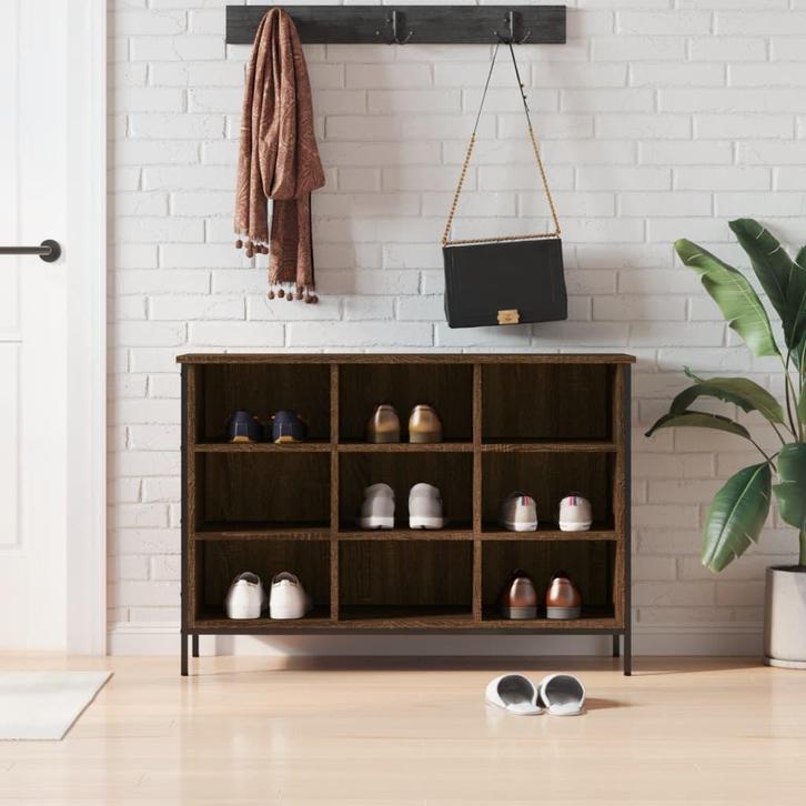vidaXL Schoenenkast 100x35x70 cm bewerkt hout bruin, Huis en Inrichting, Kasten | Schoenenrekken, Nieuw, Verzenden