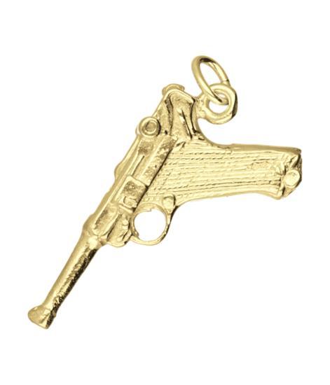 Gouden Luger pistool kettinghanger, Sieraden, Tassen en Uiterlijk, Kettinghangers, Verzenden