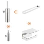 Toilet accessoires set Chroom design met beugel en, Verzenden, Nieuw
