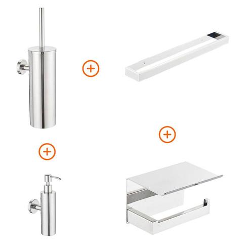 Toilet accessoires set Chroom design met beugel en, Doe-het-zelf en Verbouw, Sanitair, Verzenden