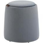 TRUUSK 2-in-1 Ottoman Ronde Zitkruk In Grijze Fluweel Look M, Huis en Inrichting, Banken | Bankstellen, Verzenden, Nieuw