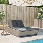 vidaXL Ligbed 2-persoons met kussens poly rattan lichtgrijs, Tuin en Terras, Verzenden, Nieuw