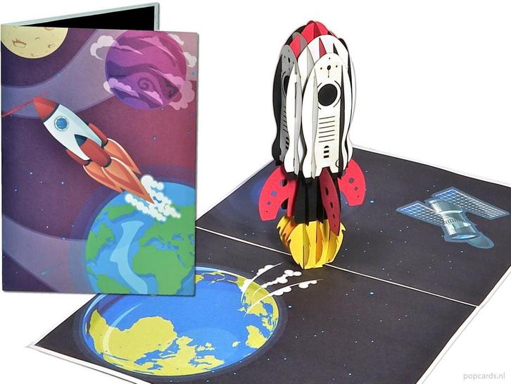 Raket Ruimteschip Mars Maan NASA SpaceX Ruimtevaart pop-u..., Diversen, Wenskaarten, Verzenden