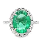 Ring Platina - 3.27ct. tw. Smaragd - Diamant - Intens Groen, Nieuw