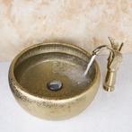 Gouden afgewerkte wastafel kraan met hand geschilderde goudk, Verzenden, Nieuw