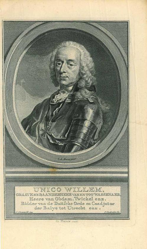 Portrait of Unico Wilhelm, Count van Wassenaer Obdam, Antiek en Kunst, Kunst | Etsen en Gravures