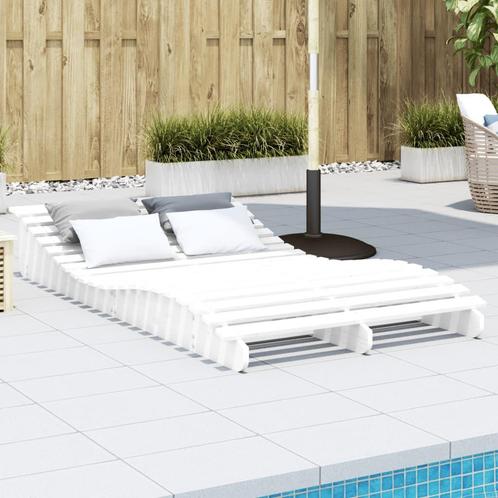 vidaXL Ligbed 205x110x31,5 cm massief grenenhout wit, Tuin en Terras, Ligbedden, Nieuw, Verzenden