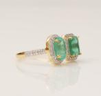 Statement ring - 14 karaat Geel goud - 2.94ct. tw. Smaragd -, Sieraden, Tassen en Uiterlijk, Antieke sieraden