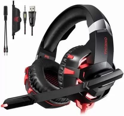 Onikuma K2 Pro - Headset - Zwart/Rood PS4 Morgen in huis!, Spelcomputers en Games, Spelcomputers | Sony PlayStation 4, Zo goed als nieuw