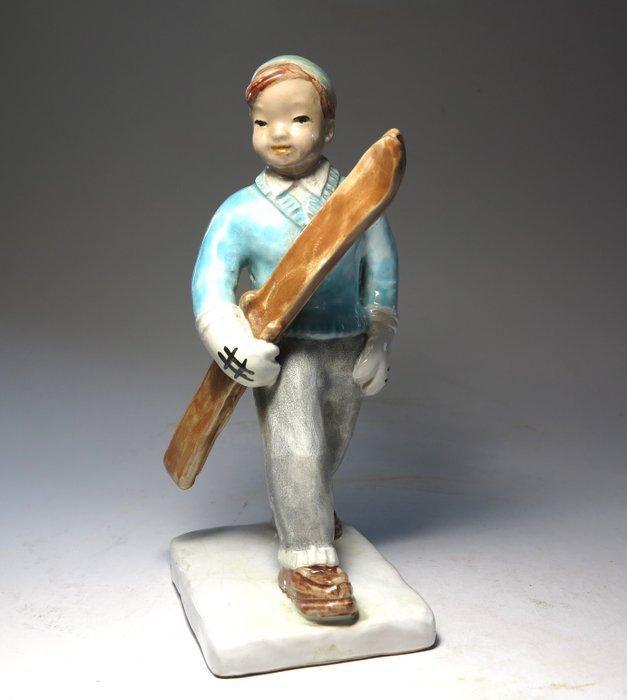 Margit Izsépy - sculptuur, Art Deco Skiing boy Sculpture -, Antiek en Kunst, Antiek | Glas en Kristal