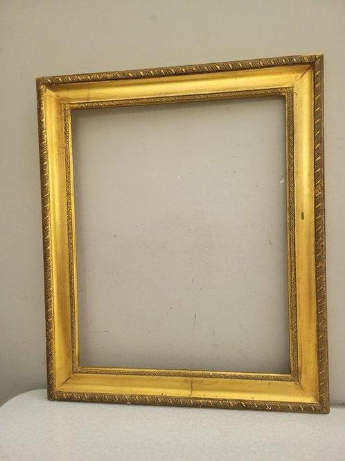 Lijst (7) - Hout, glas - Collage goud gepatineerde, Antiek en Kunst, Curiosa en Brocante