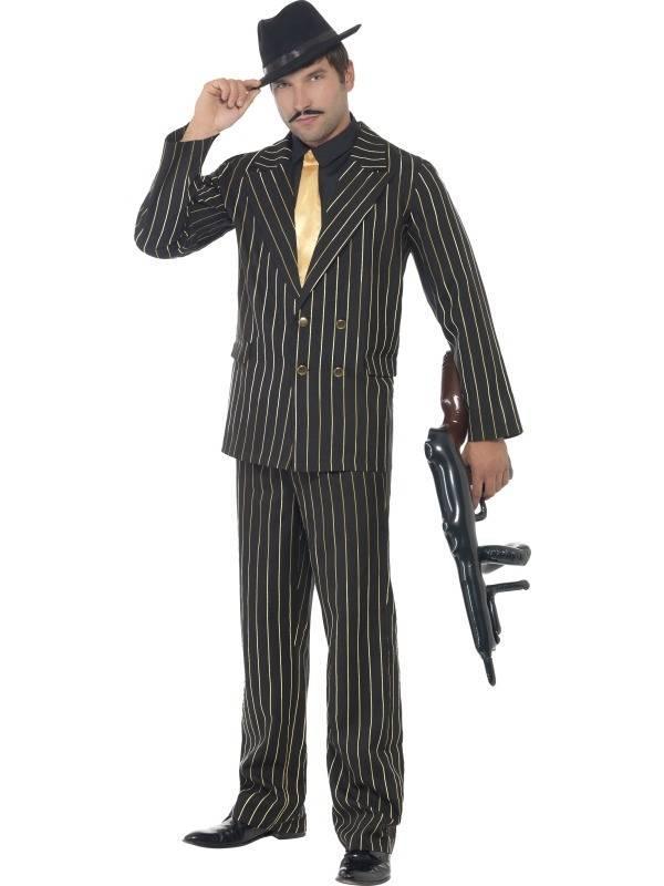 Gouden krijtstreep Gangster pak, Kleding | Heren, Carnavalskleding en Feestkleding, Nieuw, Ophalen of Verzenden