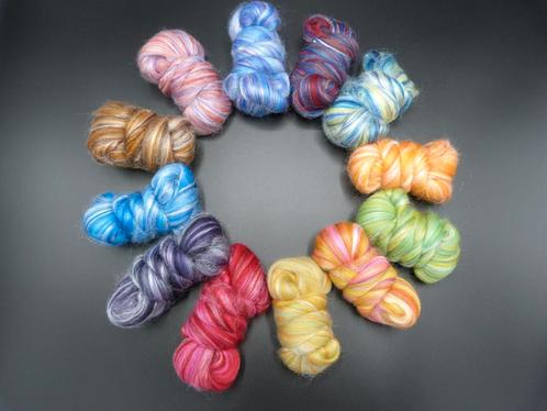 Complete serie Tussah zijde Merino lontwol Mix, Hobby en Vrije tijd, Vilt, Nieuw, Ophalen of Verzenden