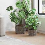 vidaXL Bloempot Mand met opslag 2 pcs Grijs Kubu Rattan, Huis en Inrichting, Woonaccessoires | Schalen en Manden, Verzenden, Nieuw