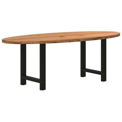 vidaXL Eettafel 220x100x74 cm ovaal massief eikenhout, Huis en Inrichting, Tafels | Eettafels, Nieuw, Verzenden