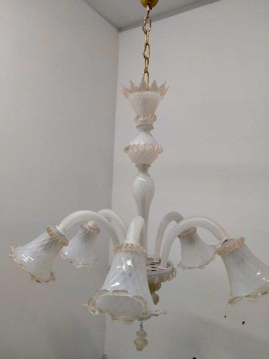 Kroonluchter - Glas, Murano opalijn, Antiek en Kunst, Antiek | Lampen