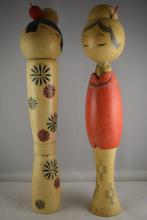 Een paar vintage Kokeshi-poppen - Hout - Sadako Suzuki and