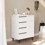 Commode Vesanto ladekast 95x75x44,5 cm wit en zwart [en.casa, Verzenden, Nieuw