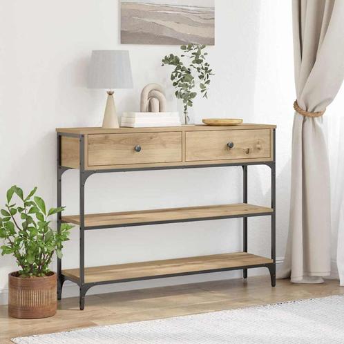vidaXL Console Tafel met lade artisanaal eikenkleurig 100 x, Huis en Inrichting, Tafels | Bijzettafels, Nieuw, 60 cm of meer, Verzenden