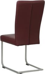 Donkerrode leren industriële eetkamerstoel - poot rond rvs -, Huis en Inrichting, Stoelen, Overige kleuren, Nieuw, Leer, Ophalen of Verzenden