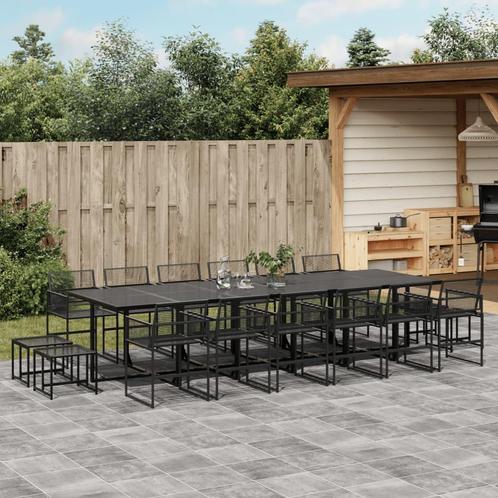 vidaXL 17-delige Tuinset poly rattan zwart, Tuin en Terras, Tuinsets en Loungesets, Tuinset, Nieuw, 6 zitplaatsen, Rotan, Verzenden