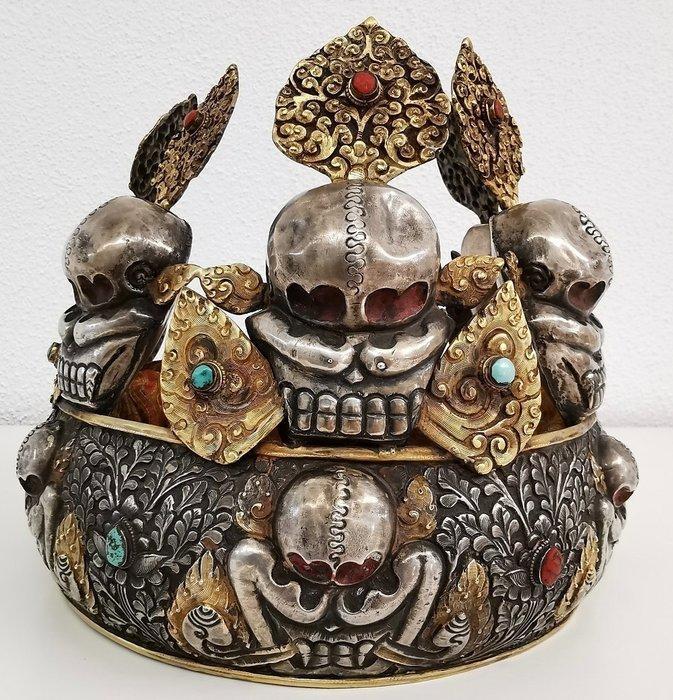 Oracle kroon - Zilver - Tibet - 19e-20e eeuw, Antiek en Kunst, Antiek | Overige Antiek
