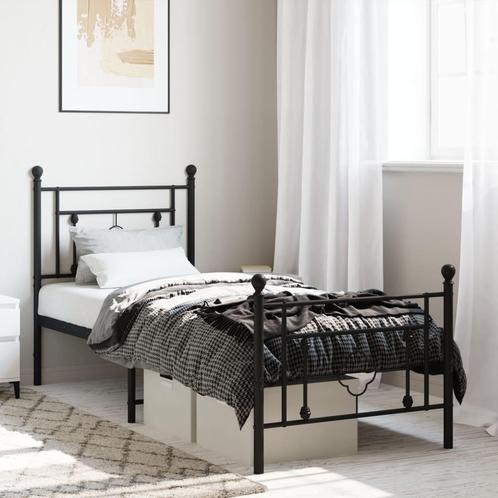 vidaXL Bedframe met hoofd- en voeteneinde metaal zwart, Huis en Inrichting, Slaapkamer | Bedden, Zwart, Nieuw, Metaal, Eenpersoons
