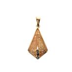 18 Krt. Gouden hanger met aquamarijn (ketting hanger), Ophalen of Verzenden, Gebruikt, Goud, Overige merken