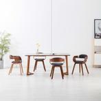 vidaXL Eetkamerstoelen 4 st stof en gebogen hout donkergrijs, Huis en Inrichting, Stoelen, Verzenden, Nieuw, Grijs