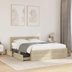 vidaXL Bedframe met hoofdeinde bewerkt hout sonoma eiken, Bruin, Verzenden, Nieuw, Twijfelaar