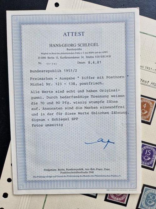 BRD 1951 - Gekeurde serie Posthoorn compleet met attest, Postzegels en Munten, Postzegels | Europa | Duitsland
