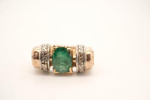 Ring - 19.2 kt. Geel goud Smaragd - Diamant, Sieraden, Tassen en Uiterlijk, Ringen